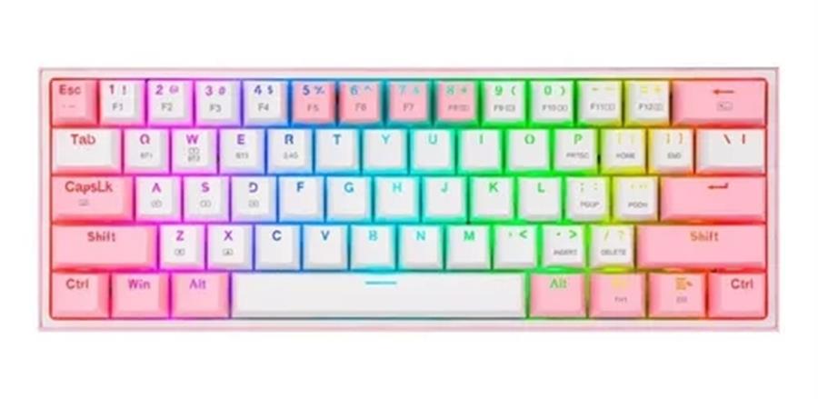 Teclado Mecanico Redragon Fizz Pro Rosa/Blanco K616 Rgb S/Red  Bt+ Wi