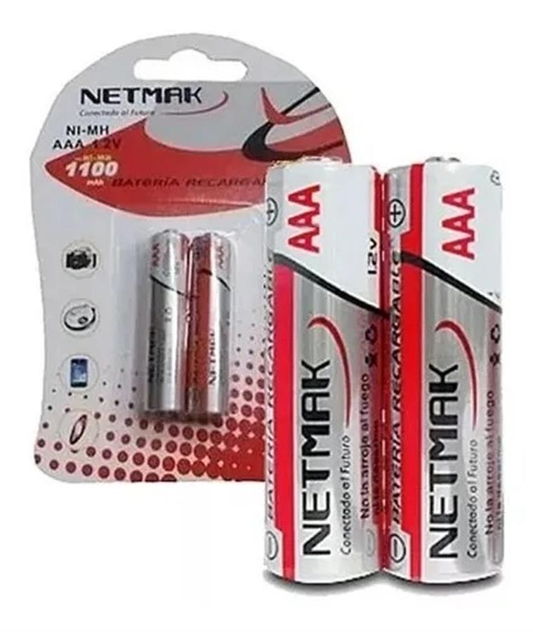 Pila Recargable Aaa Netmak 1100 Mh X2