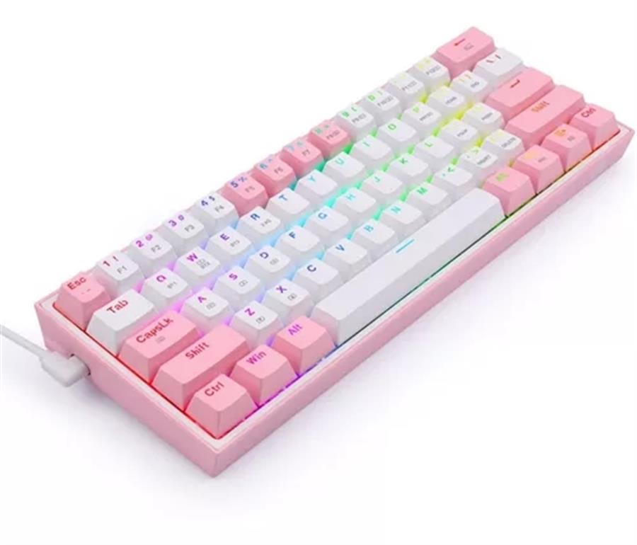 Teclado Mecanico Redragon Fizz Pro Rosa/Blanco K616 Rgb S/Red  Bt+ Wi