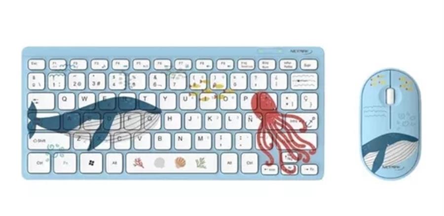 Teclado + Mouse Netmak Nm-Kb401-B Azul Kids (SLIM 60%)