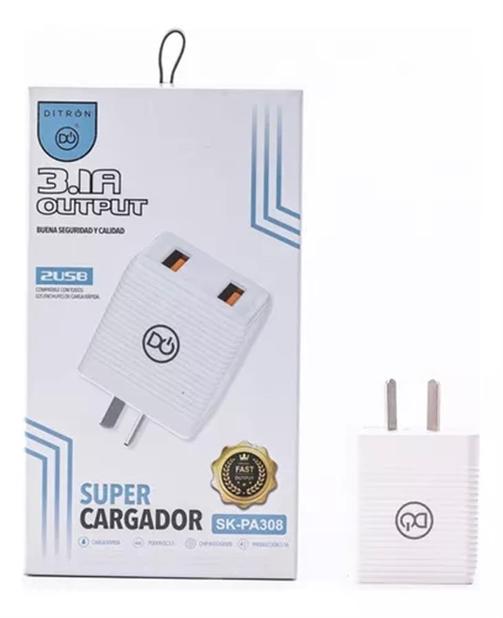 Cargador Celular Cabezal Usb 3.1a Ditron  Pa308