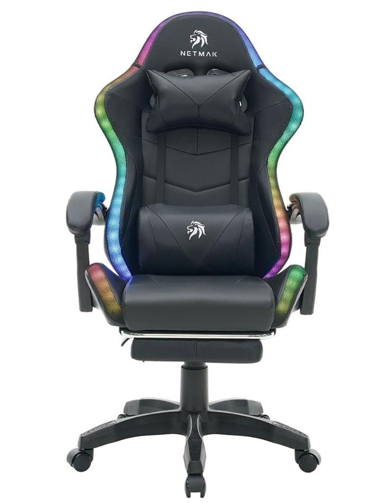 Silla Gamer Netmak Sg-907 Negra Rgb (MASAJEADOR)