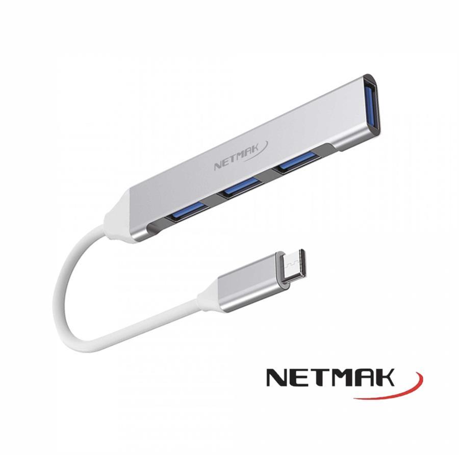 Hub Usb Tipo C Netmak Ac09 4 Puert 2.0 +