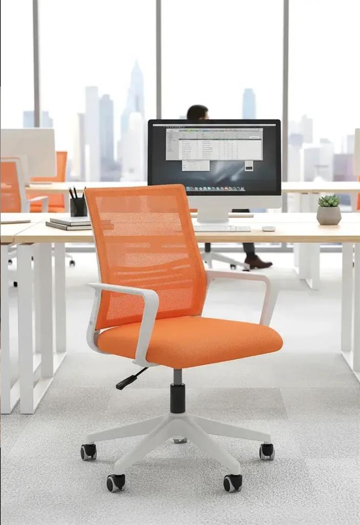 Silla Escritorio Ergonomica Noga Sc-01 Blanca / Naranja