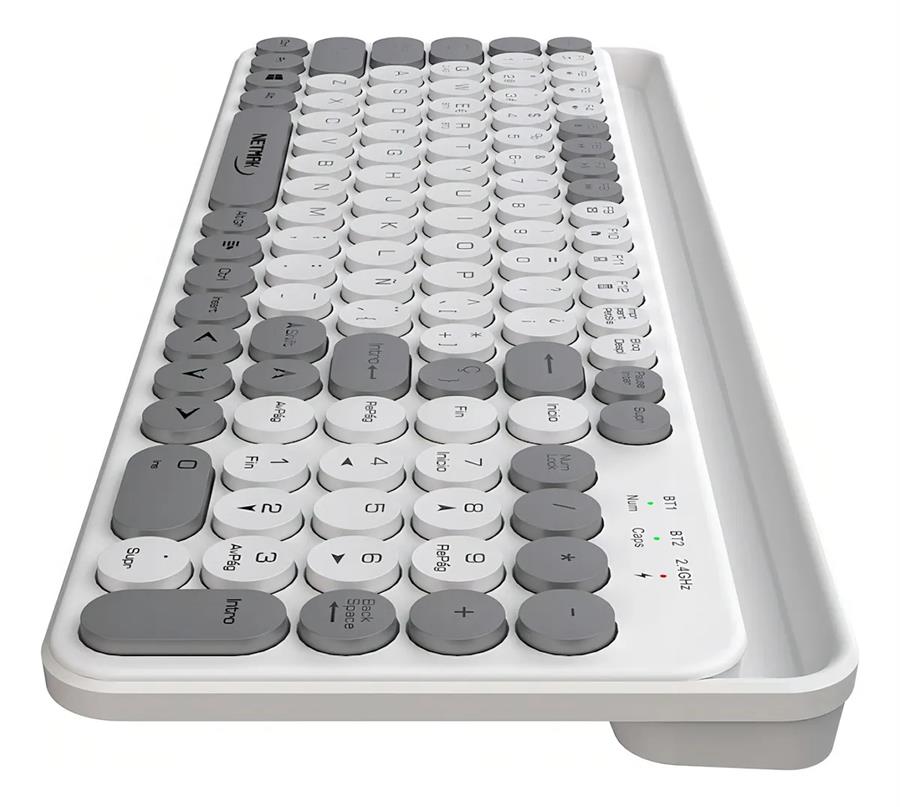 Teclado Bluetooth Netmak Bt 5.0  Kb380 Blanco  +2.4GHZ