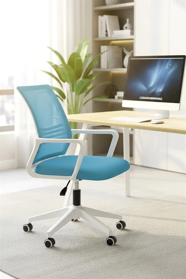 Silla Escritotio Ergo Noga Sc-01 Blanca Y Celeste