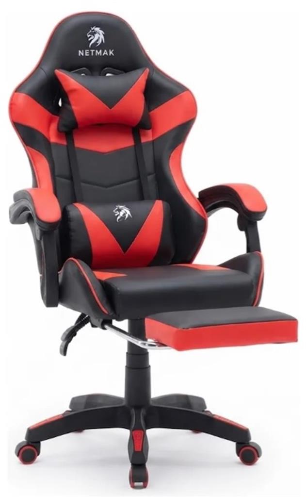 Silla Gamer Netmak Sg-907 Negra/Roja (Masajeador)