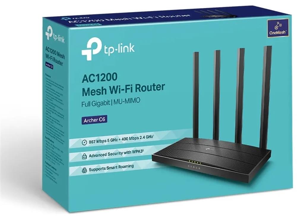 Router Tp-Link Wifi5 Giga Ac1200 Archer C6 4 Ant