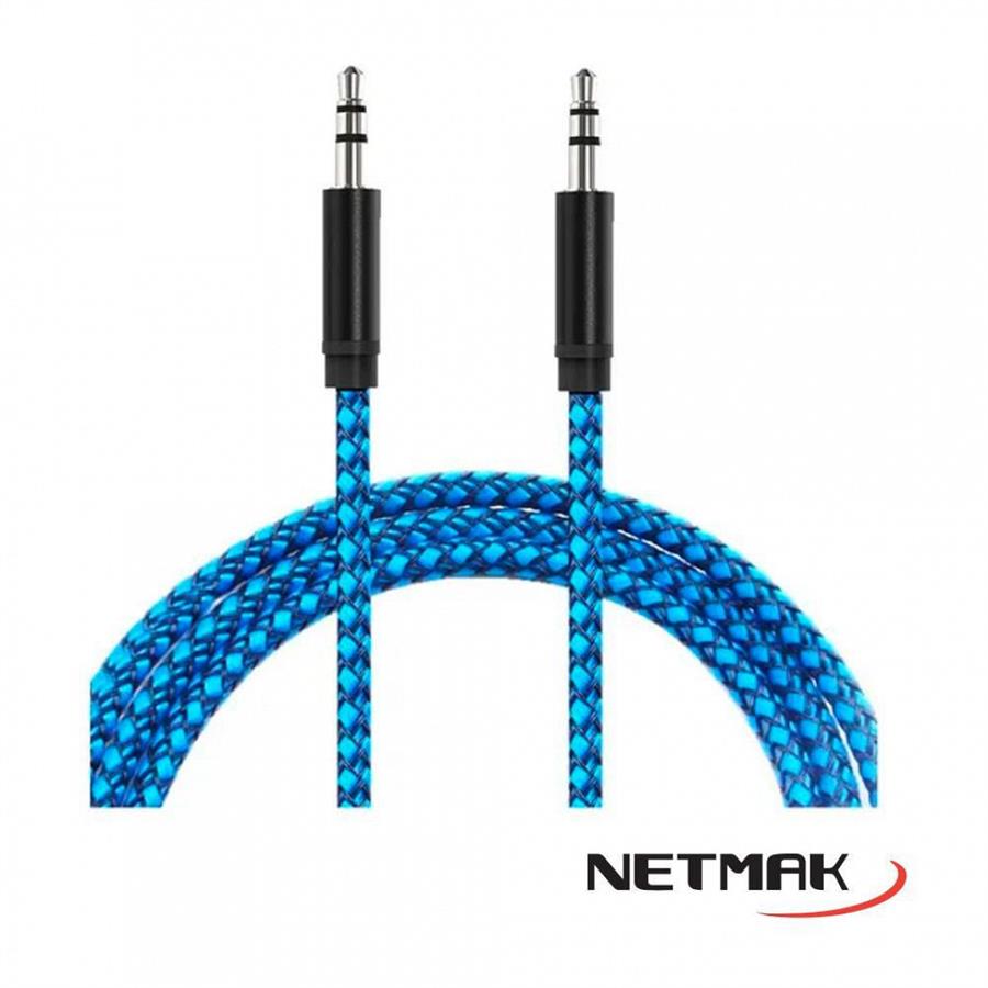 Cable Audio Mini Plug M/M 1 Mts Reforzado Blue