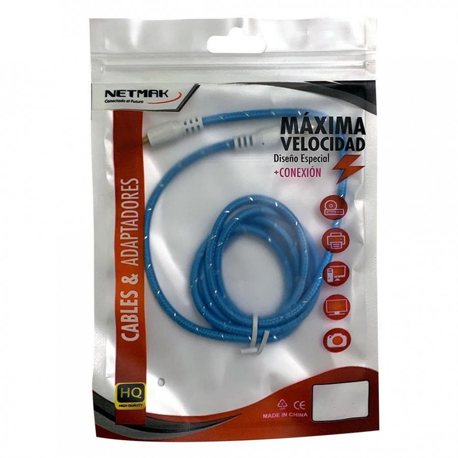 Cable Audio Mini Plug M/M 1 Mts Reforzado Blue