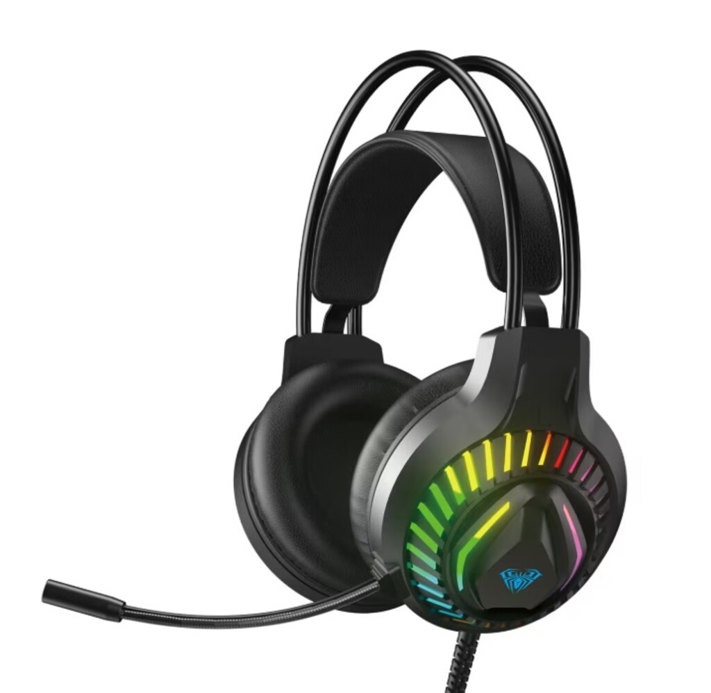 Auricular Pc Aula S605 Negro Cable Rgb Usb y 3,5