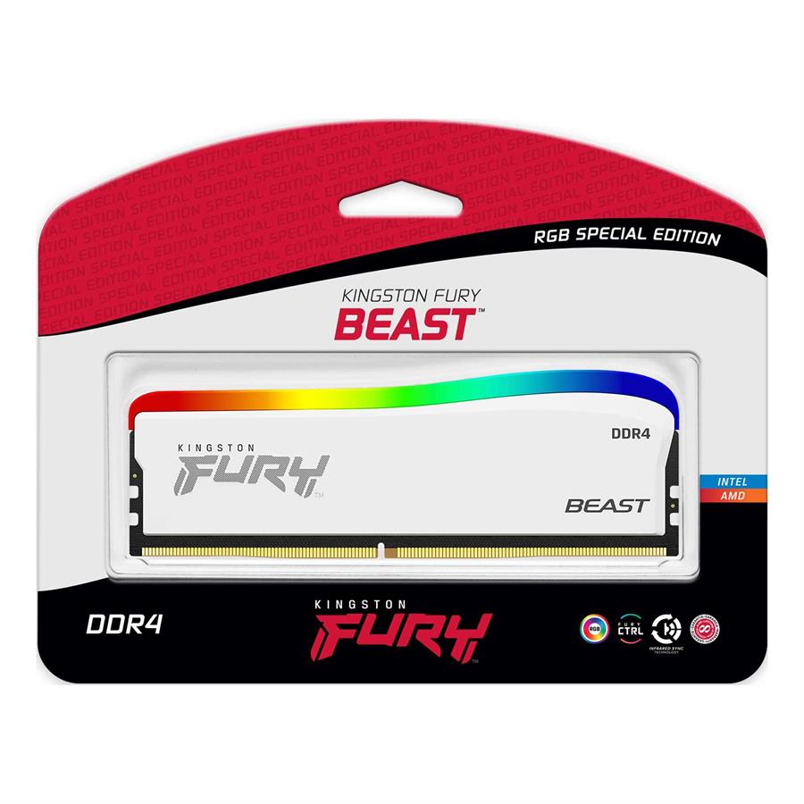 Memoria Ddr4  8 Gb 3200 Kingston Fury Beast Rgb Blanca