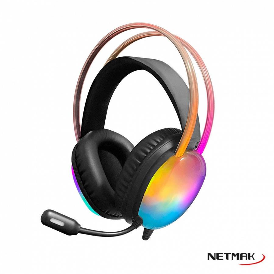 Auricular Pc Gamer Netmak N25 Negro Rgb