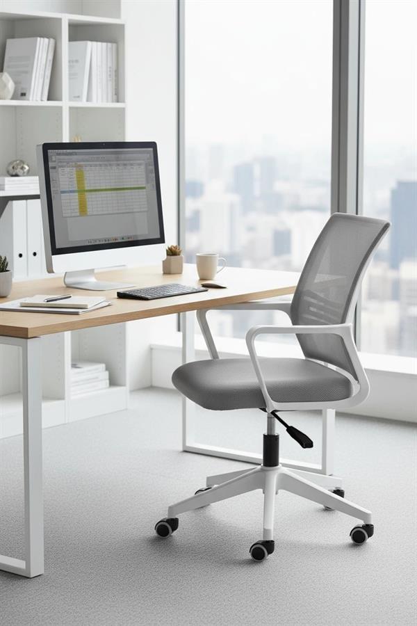 Silla Escritotio Ergo Noga Sc-01 Blanca Y Gris