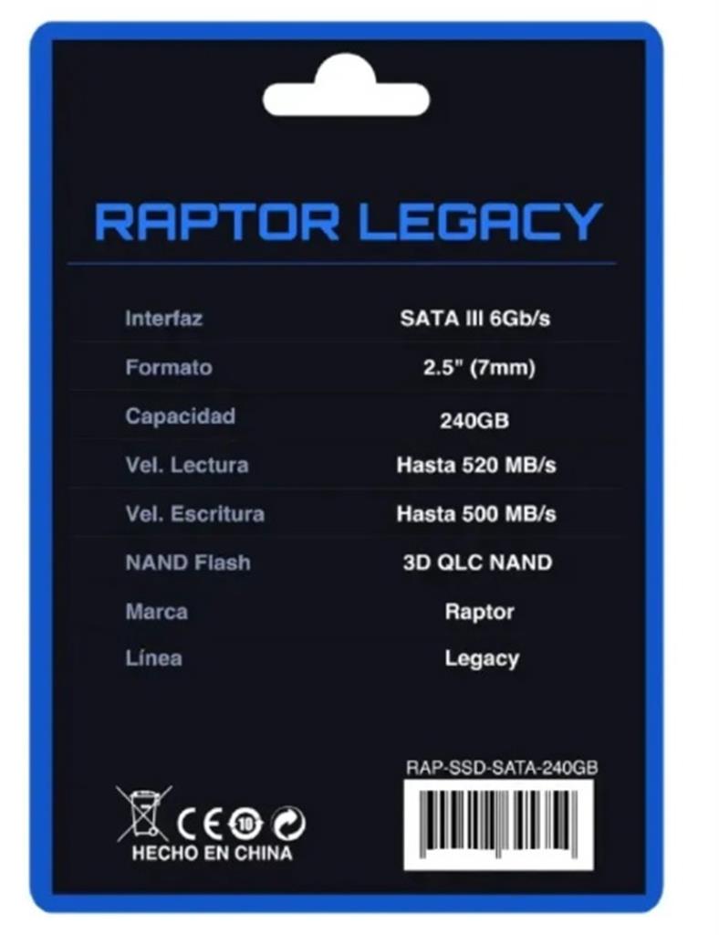 Disco Ssd 240 Gb Raptor Sata 3 6gbps 7mm