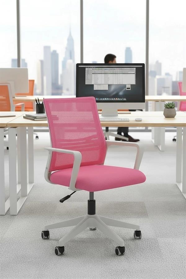 Silla Escritotio Ergo Noga Sc-01 Blanca Y Rosa