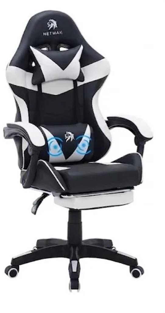 Silla Gamer Netmak Sg-907 Negra/Blanco (Masajeador)