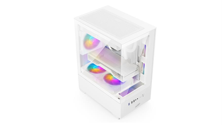 Gabinete Sentey H11 6110-Sf Blanco Frgb + 5 Coolers