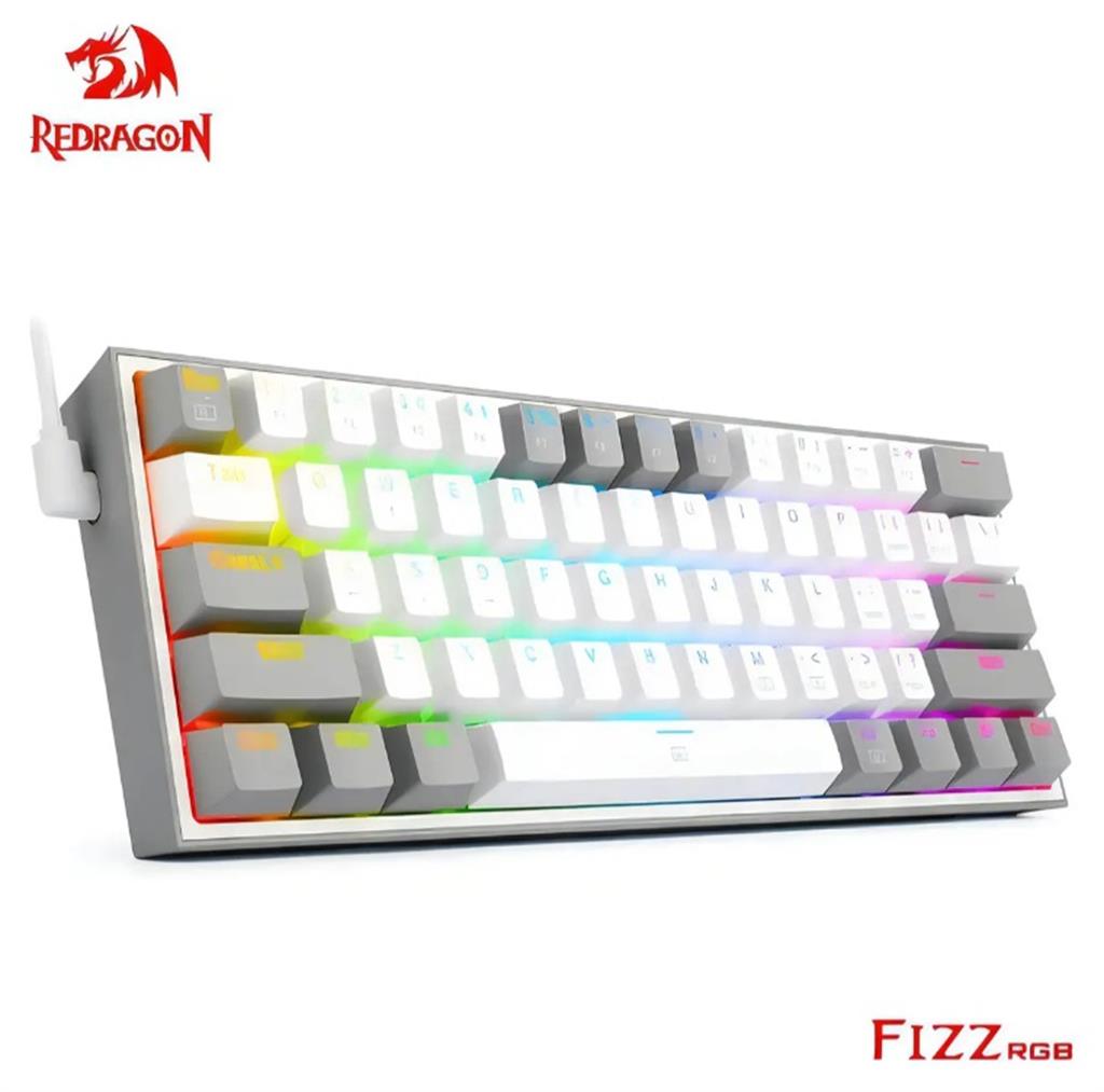 Teclado Mecanico Redragon Fizz Blanco/Gris K617 Rgb Chroma S/Red