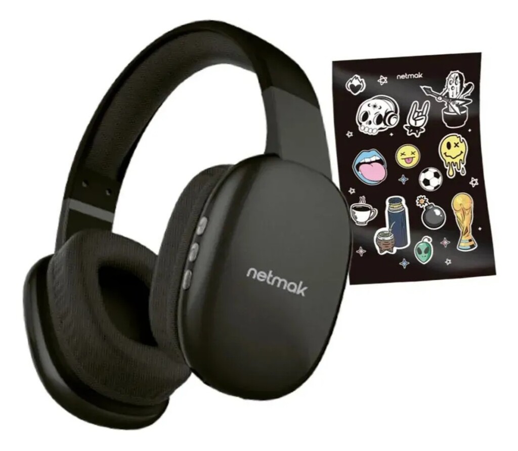 Auricular Bluetooth Netmak Nm-Volt Negro Stickers Vincha
