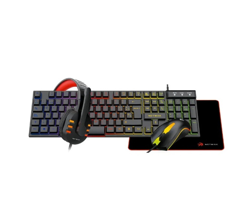 Teclado + Combo Gamer Netmak Nm-Gc479 4 In 1