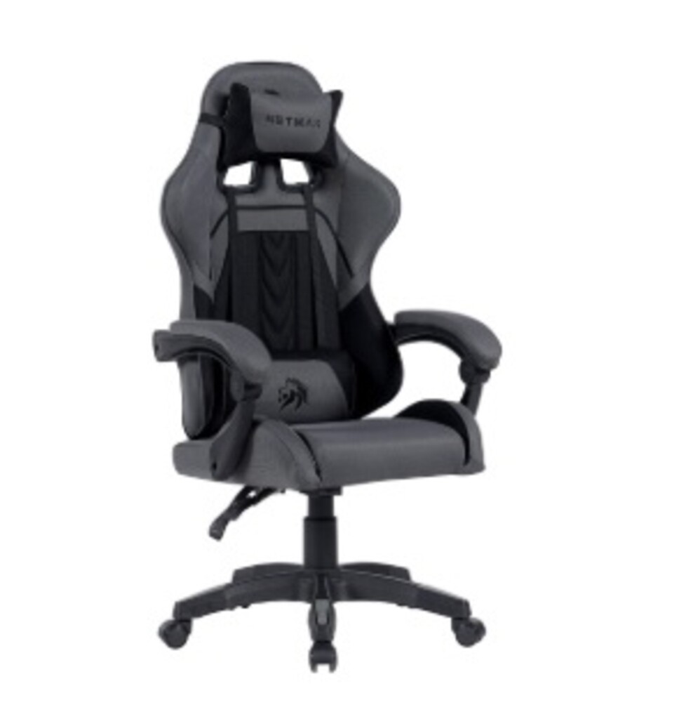 Silla Gamer Netmak Tela Negra Gris Sg902