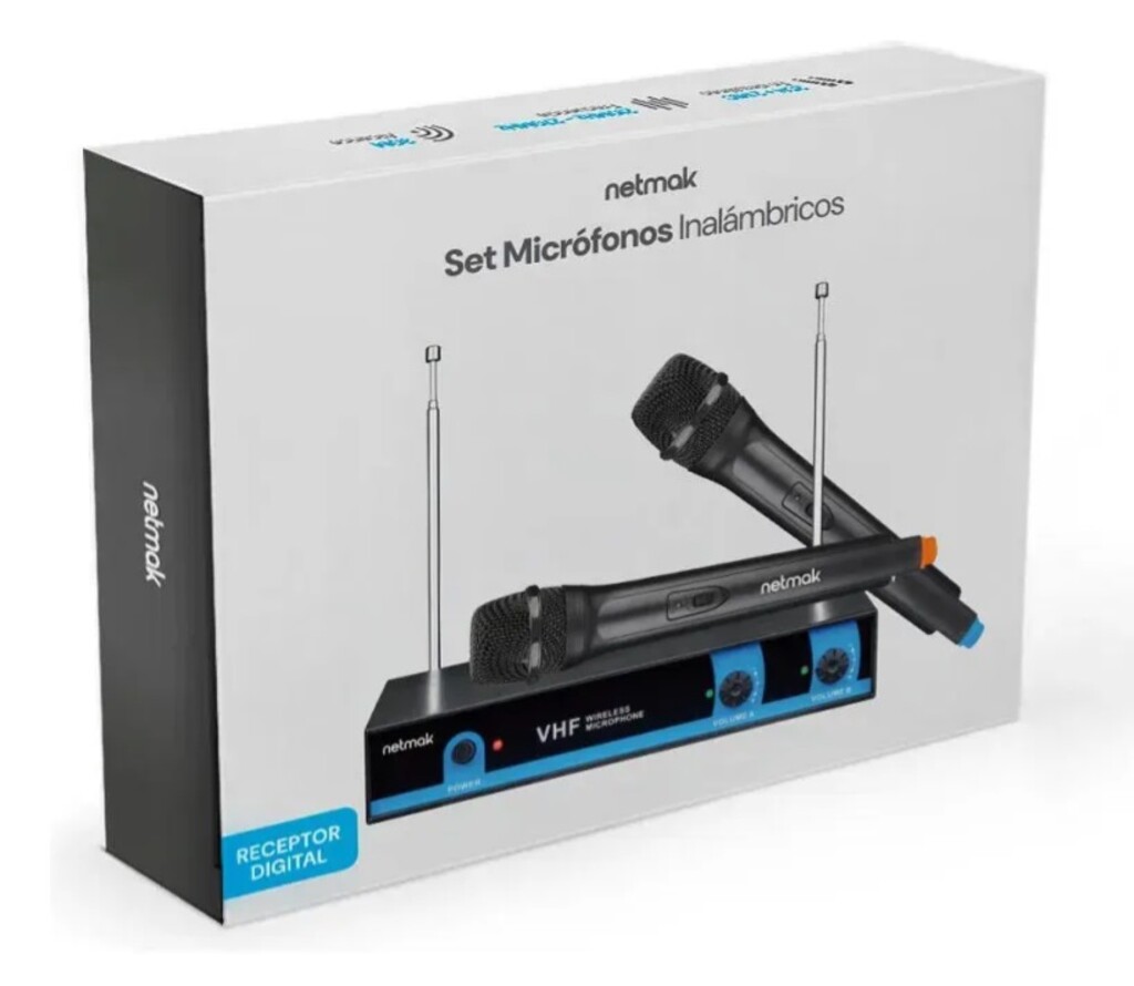 Microfono Netmak Nm-Mc25 X 2 +CONSOLA (DE Mano / A Pila)
